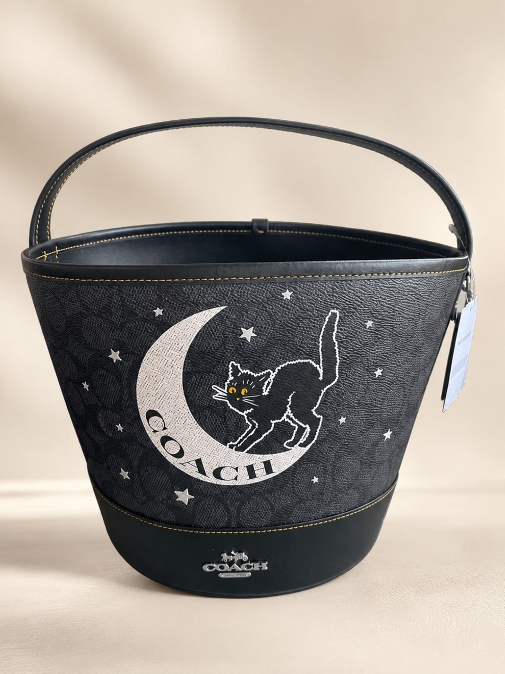 Coach Black Moon & Cat Bucket Shoulder Bag